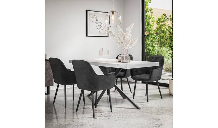 Furniture Online Donni Anika Marble Effect Dining Table & 4 Black Chairs