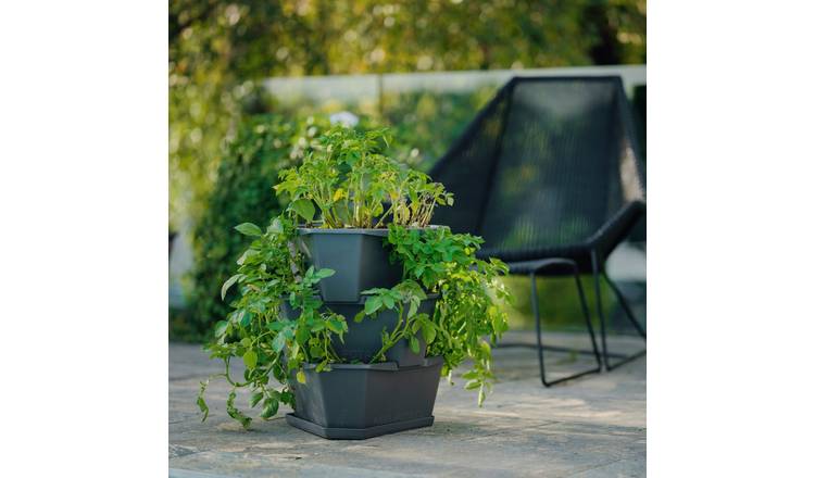 Gusta Garden Paul Potato 3-Tier Stackable Growing Tower for Balcony - Anthracite