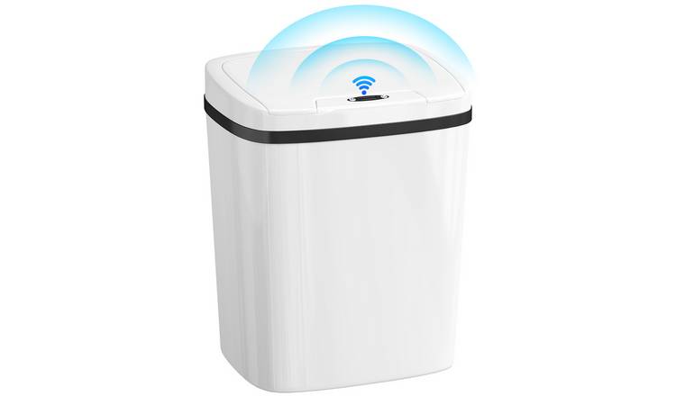 HOMCOM 15L Sensor Bin with Dual-Mode Opening - White