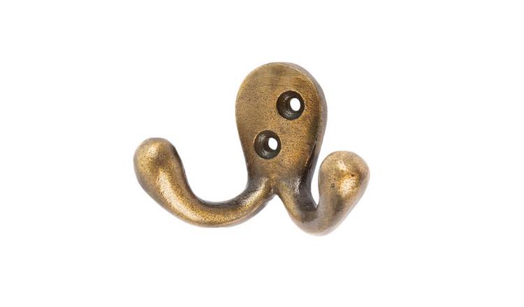 Hammer & Tongs Double Coat Hook - Brass