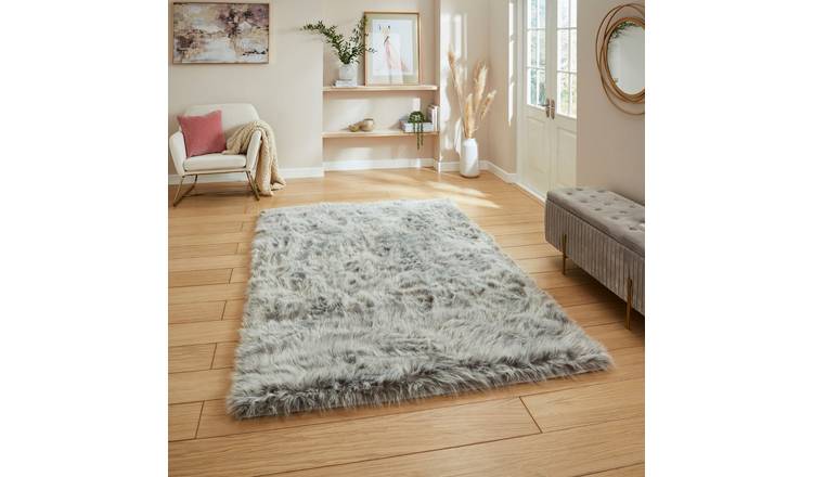 Mega Flooring Grey Shaggy Plain Rug - 160 x 230cm
