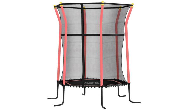 HOMCOM Indoor Outdoor Toddler Kids Trampoline with Enclosure - Red