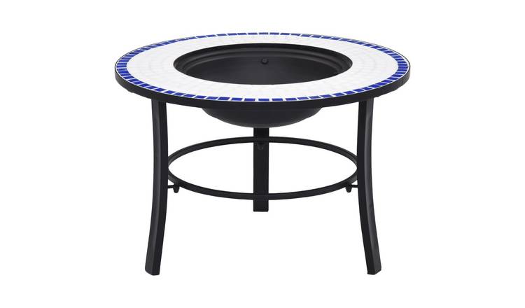 Walplus Steel VidaXl Mosaic Fire Pit and - Blue and White - 68 x 68 x 45 cm