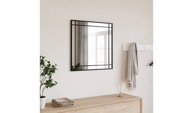 Walplus Square Iron Wall Mirror - Black - 60 x 60 cm