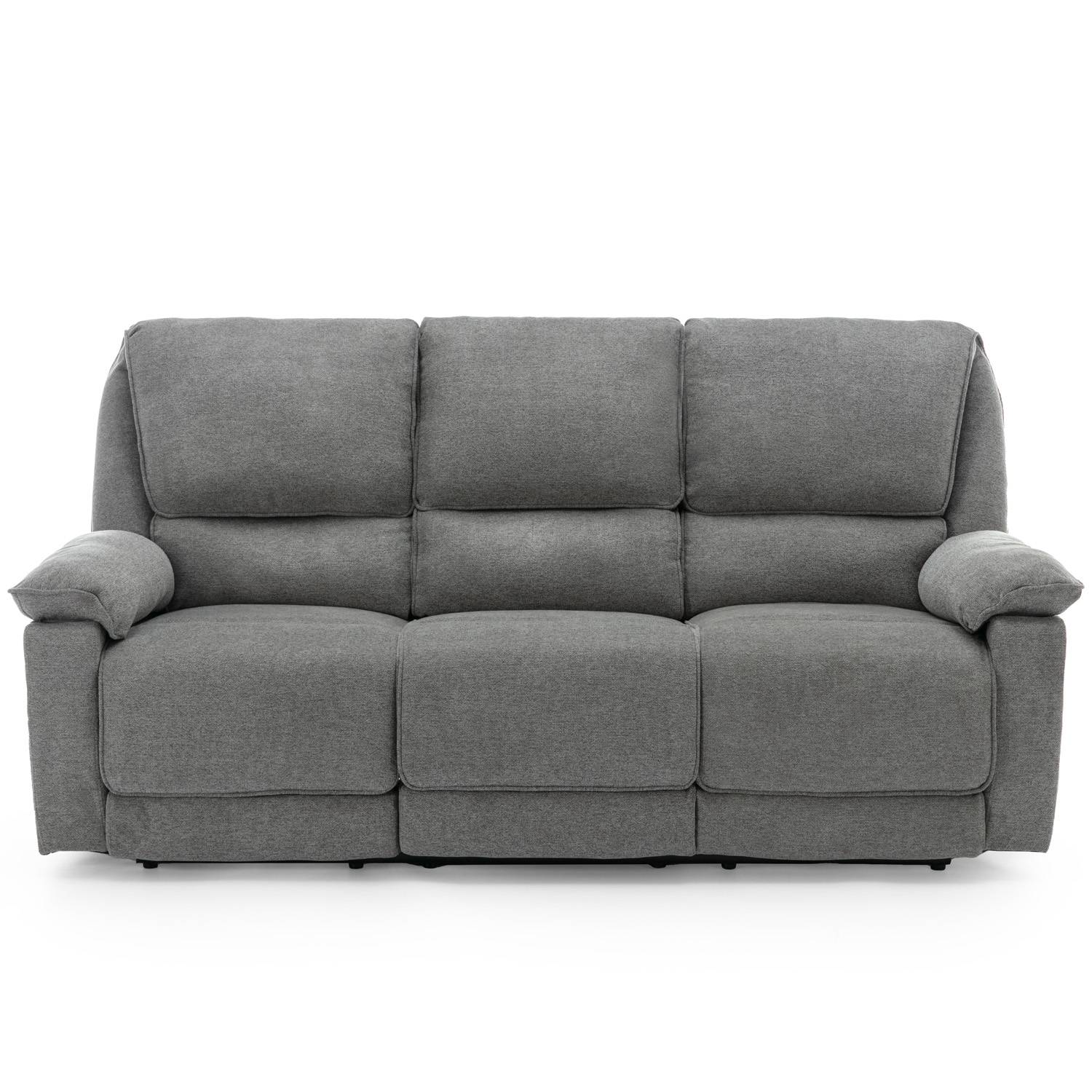 Furniture Online Sydney Manual Recliner 3 Seater Linen Sofa – Grey - Image 1