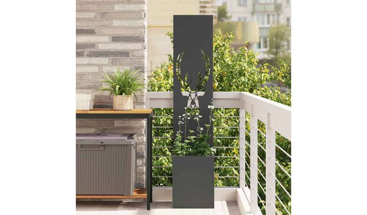 Walplus Antler Pattern Steel Garden Privacy Screen - Black - 32 x 32 x 150 cm