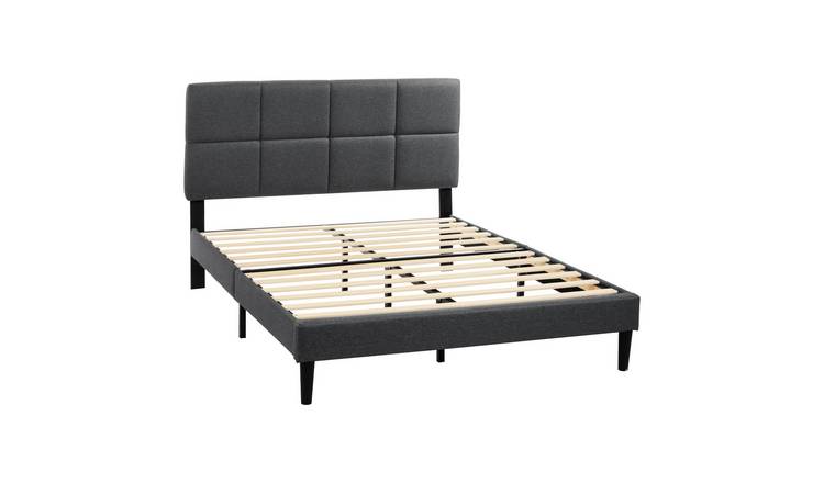 Vida Designs Velmora King Linen Fabric Bed - Dark Grey
