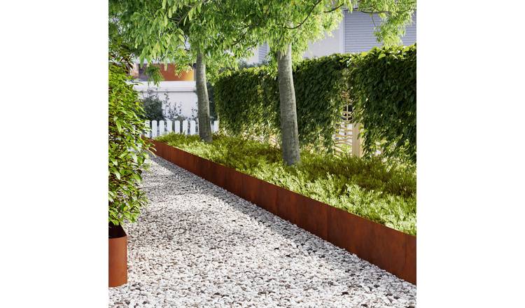 Walplus Pack of 30 Weathering Steel Lawn Edging - Rusty - 100 x 0.05 x 30 cm