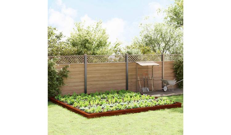 Walplus Pack of 20 Weathering Steel Snail Fences - Rusty - 100 x 3.5 x 25 cm