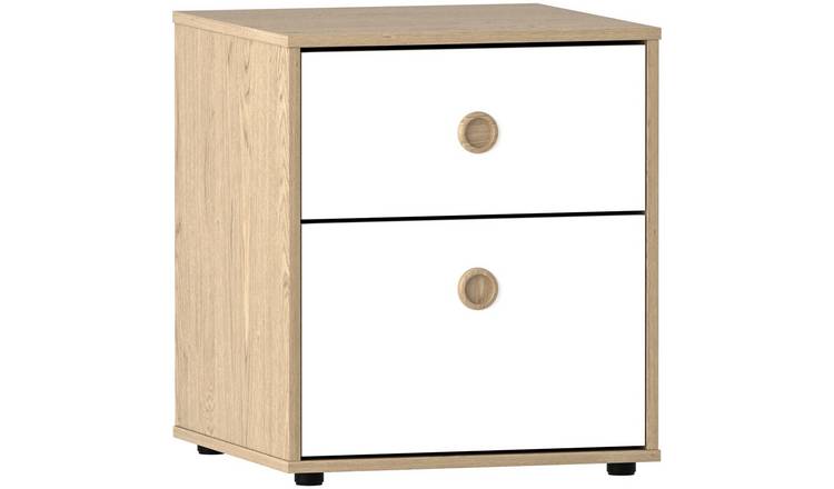 Junior Vida Neptune 2 Drawer Bedside Table - White & Oak