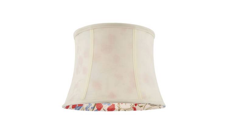 Happy Homewares Curved Cream Cotton Drum with Blue and Red Lampshade - 30cm