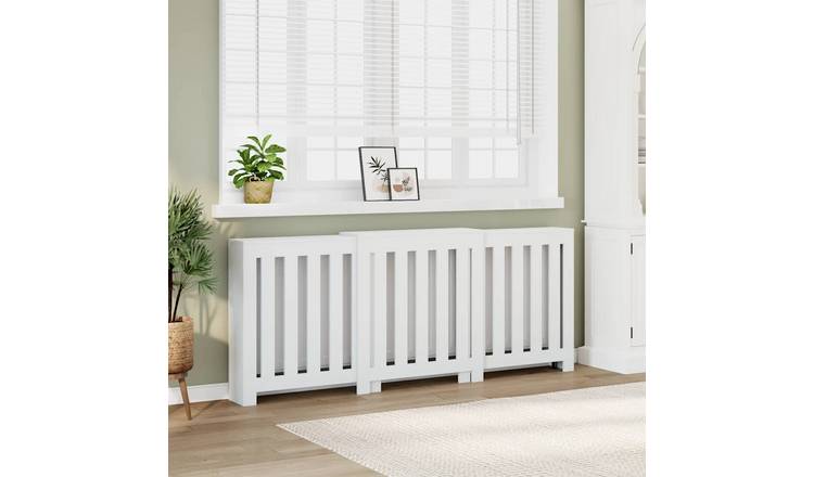 Walplus Vertical Slats Radiator Cover - White - 205 x 21.5 x 83.5 cm