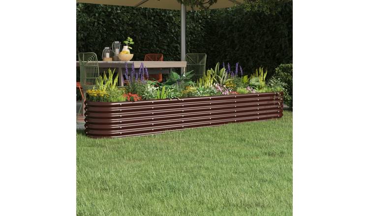 Walplus Galvanised Steel Raised Garden Bed - Brown - 260 x 40 x 36 cm