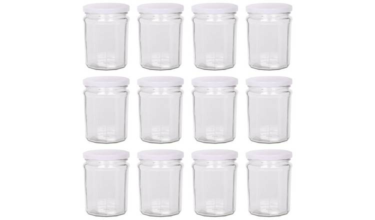 Argon Tableware Glass Jam Jars with Lids - Pack of 12