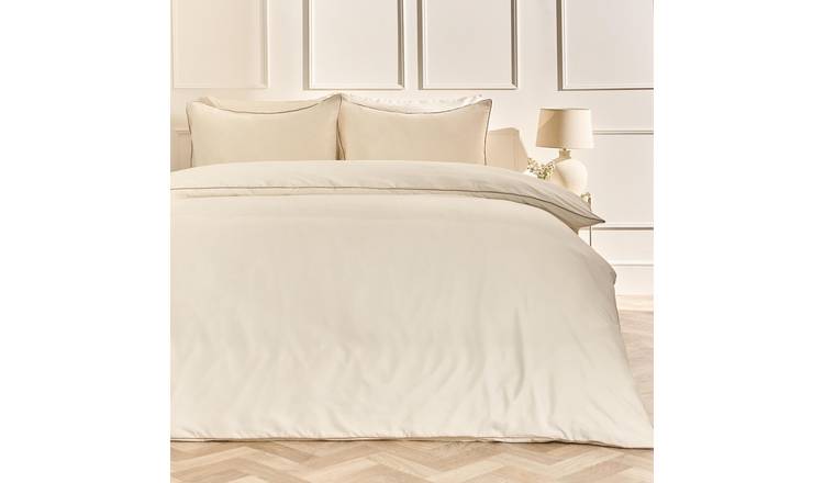 OHS Piped Edge Bedding Set Soft Duvet Cover Set Ivory - Double