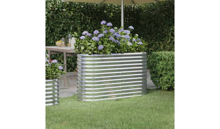 Walplus Galvanised Steel Raised Garden Bed - Silver - 114 x 40 x 68 cm