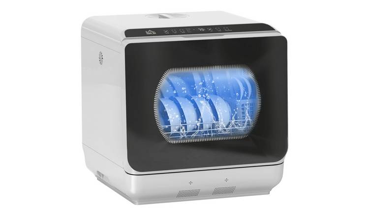 HOMCOM Mini Countertop Dishwasher with 6 Programs - Silver