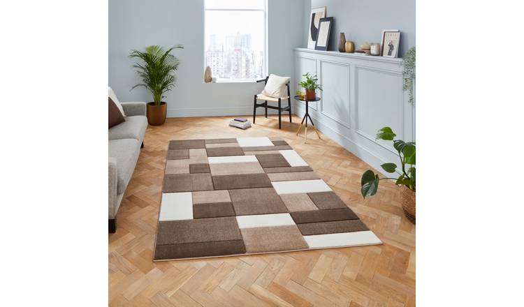 Mega Flooring Beige Modern Geometric Rug - 120 x 170cm