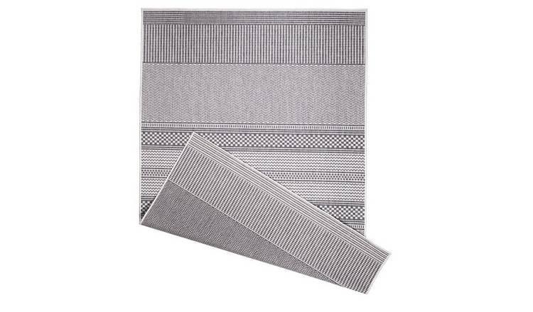 The Rugs Grey Duo Weave Fine Line Reversible Outdoor Rug - 120 x 170cm