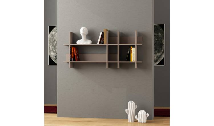 Decortie Beads Particleboard Floating Wall Shelf - Mocha