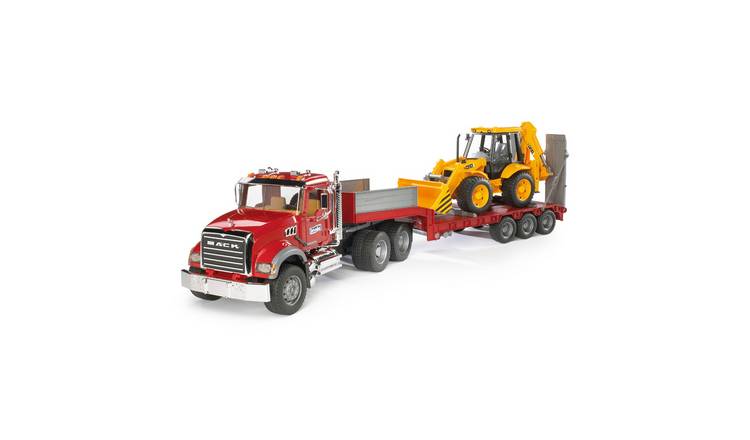 Bruder 1:16 Mack Granite Low loader Truck with JCB 4CX Backhoe loader - Age 3+