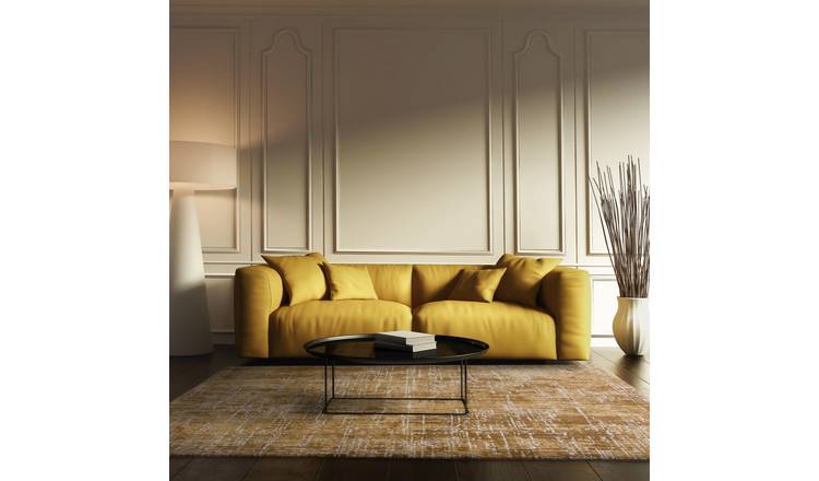 Mega Flooring Gold Modern Abstract Rug - 80 x 150cm
