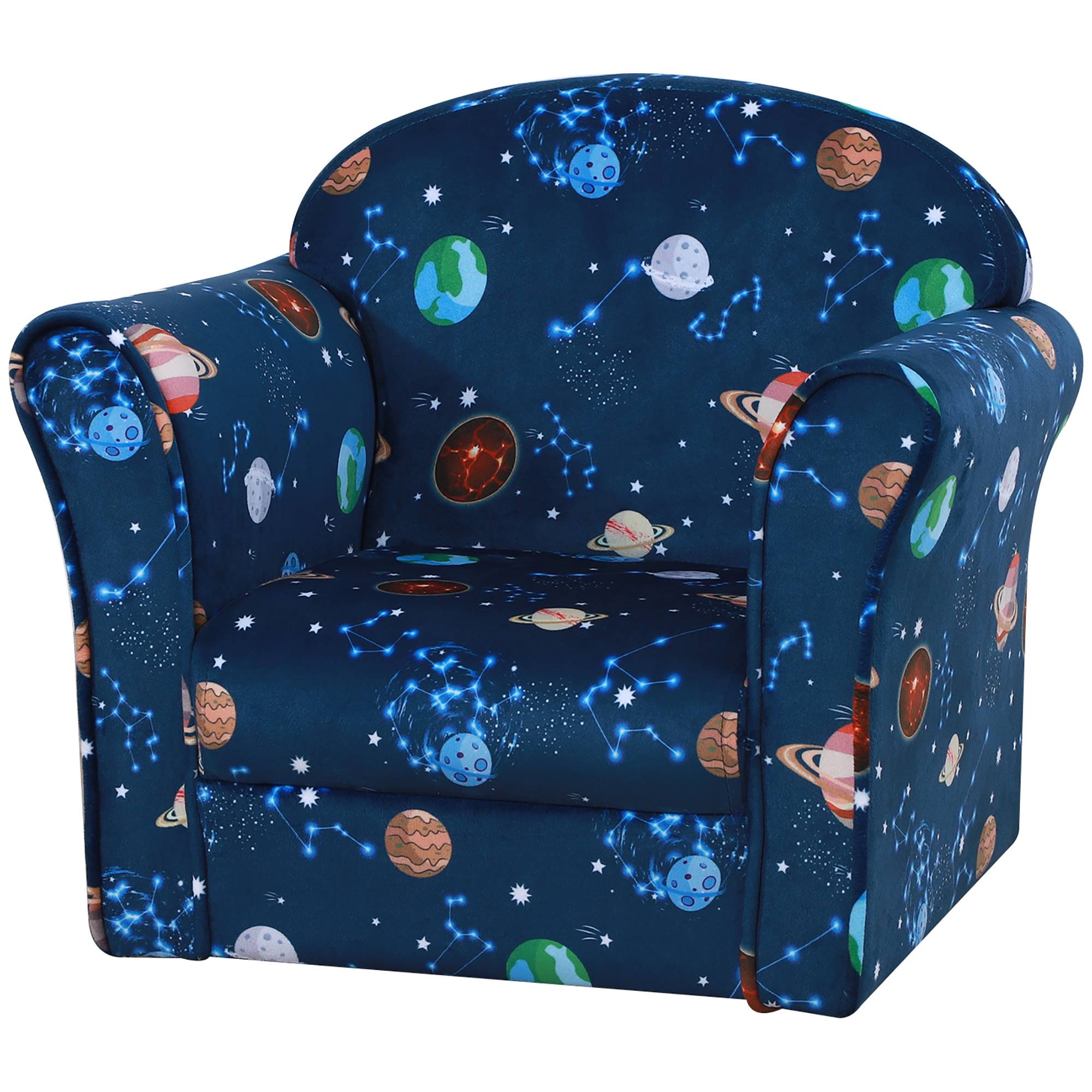 HOMCOM Single Seat Planet themed Kids Armchairs for Bedroom - Blue - Image 1