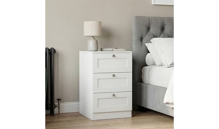 Vida Designs Altino 3 Drawer Bedside Chest - White