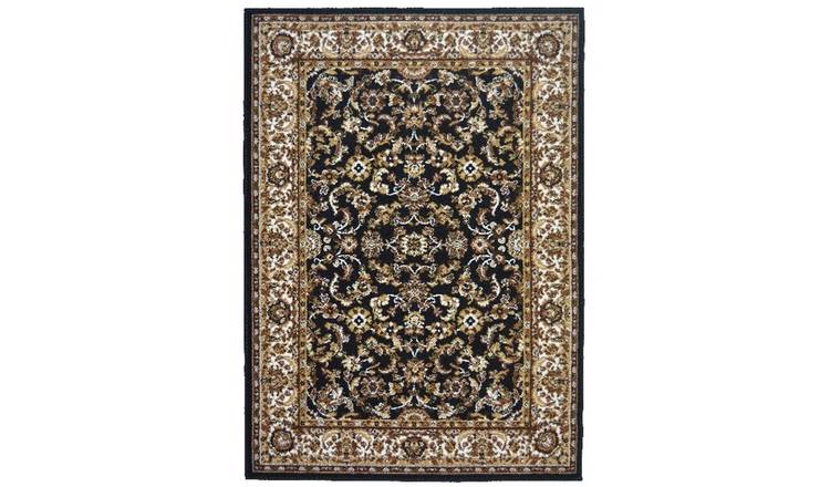 Mega Flooring Black Traditional Bordered Rug - 120 x 170cm