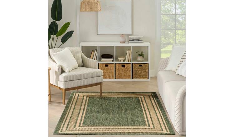 Mega Flooring Green Modern Bordered Rug - 152 x 213cm