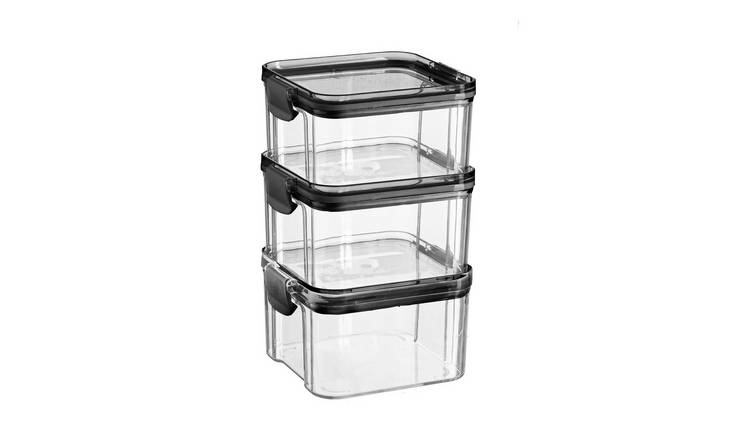 Argon Tableware Food Storage Containers - Black - Pack of 3 - 10 x 10cm