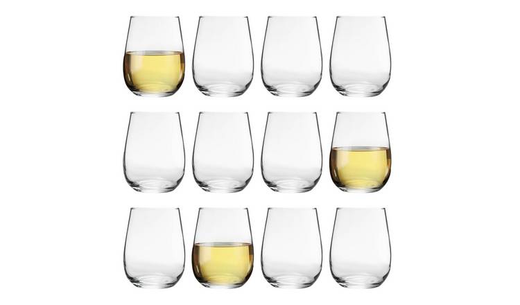 LAV Gaia Stemless White Wine Glasses -  Clear - Pack of 12