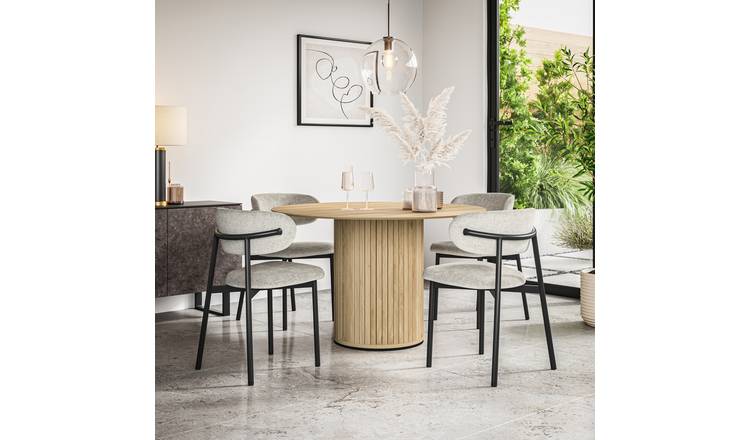Furniture Online Arlo Myla Oak Top w Oak Legs Dining Table & 6 Grey Chairs