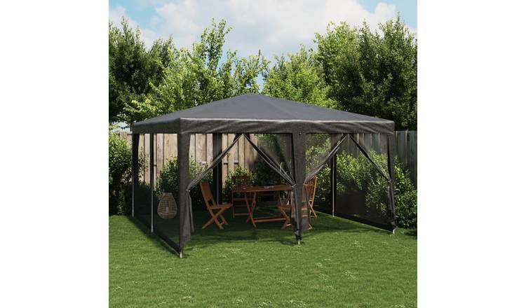 Walplus 4 x 4 m HDPE Party Tent with 8 Mesh Sidewalls - Anthracite