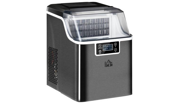 HOMCOM 24kg/24H Stainless Steel Ice Maker with Scoop and Basket - Black