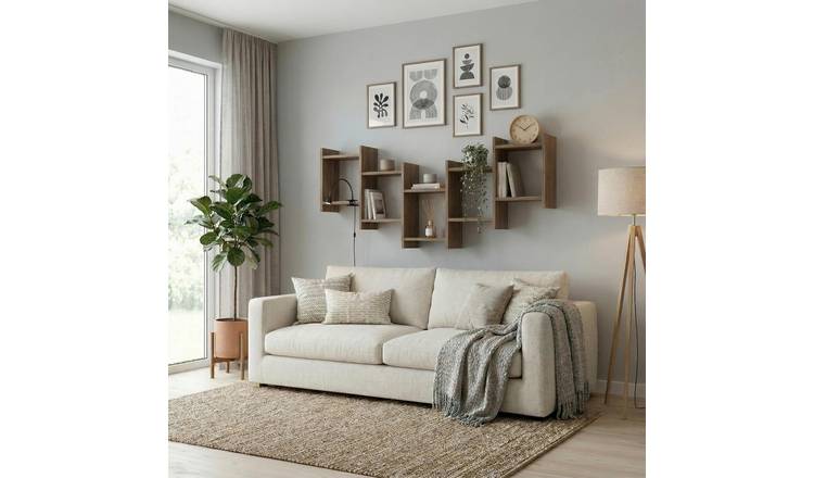 Decortie Bat Particleboard Floating Wall Shelf - Dark Oak