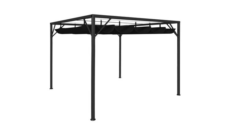 Walplus 3 x 3 m Garden Gazebo with Retractable Roof Canopy - Anthracite