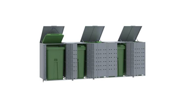 Walplus Steel Wheelie Bin Store - Grey - 345 x 79 x 117 cm