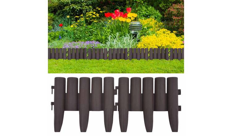 Walplus Pack of 36 PP Lawn Edgings - Brown - 1000 x 0.05 cm