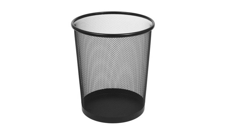 Harbour Housewares Round Metal Waste Paper Bin - Black