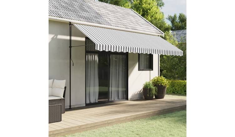 Walplus Polyester Awning Replacement Fabric - Anthracite and White - 450 cm