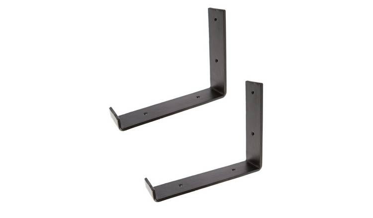 Hammer & Tongs Scaffold Board Iron Shelf Bracket - Black - Set of 2