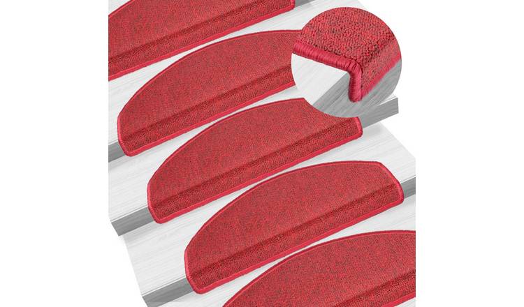 Walplus Pack of 15 Half Round Polypropylene Stair Mats - Red - 65 x 24 cm
