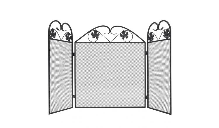 Walplus Iron Panel Fireplace Screen - Black - 102 x 61 cm