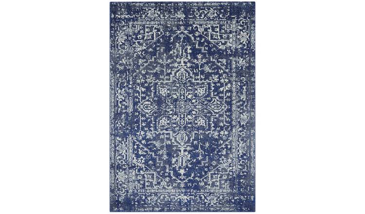 Mega Flooring Blue Traditional Floral Rug - 80 x 150cm