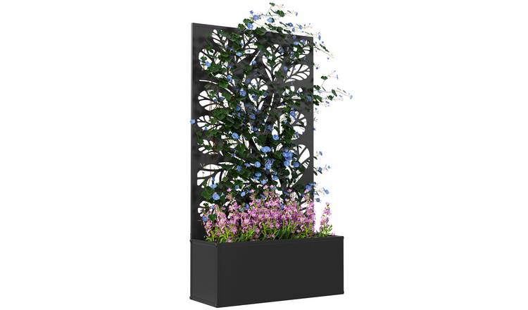 Outsunny Freestanding or Wall Mounted Garden Bed with Trellis - Black