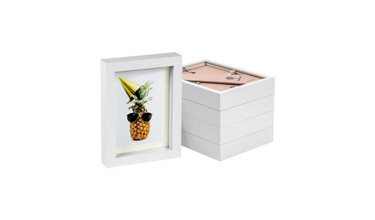 Nicola Spring 3D Box Photo Frames - 5" x 7" with Mount - Set of 5 - White