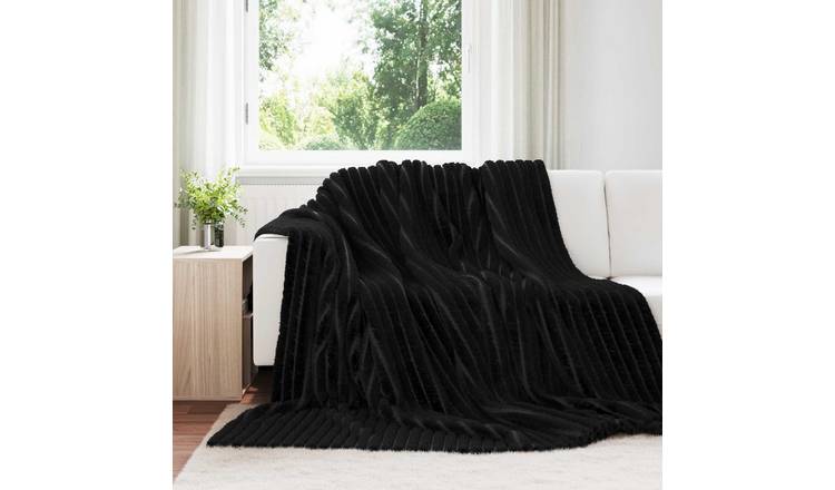 Walplus 260 g/m2 Fleece Throw Blanket - Black - 240 x 220 cm
