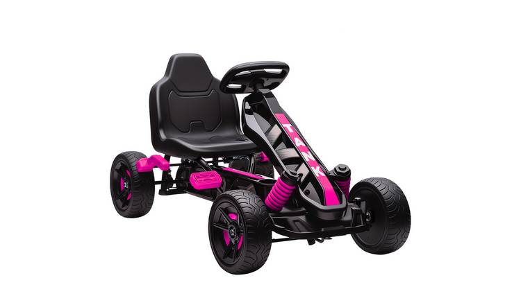 AIYAPLAY Freewheel Brake EVA Wheels Metal Frame Kids Pedal Go Kart - Pink