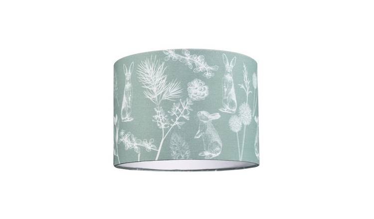 Happy Homewares Woodland Theme Sage Olive Green Cotton Lampshade - 25cm